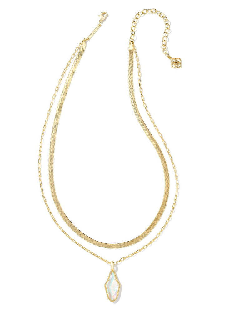 Kendra Scott Evelyn Multi Strand Necklace - Gold/Rock Crystal Dichroic