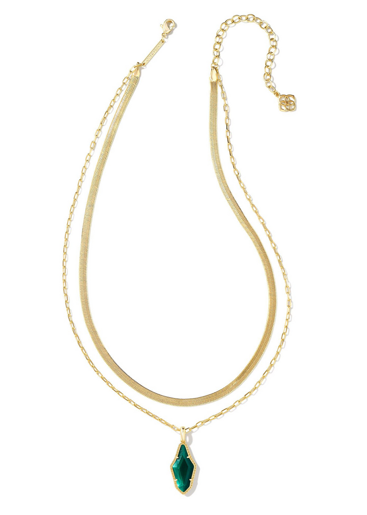 Kendra Scott Evelyn Multi Strand Necklace - Gold/Dark Green Mother of Pearl