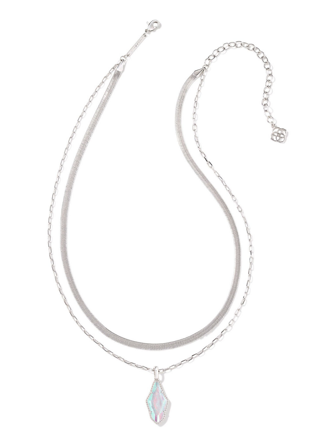 Kendra Scott Evelyn Multi Strand Necklace - Rhodium/Rock Crystal Dichroic