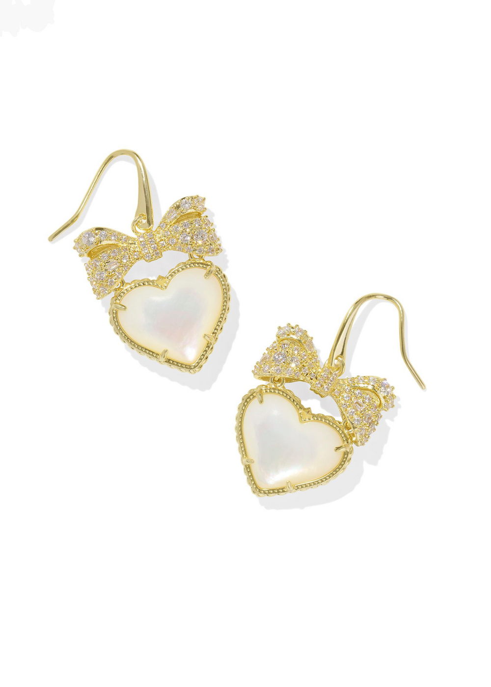 Kendra Scott Haisley Heart Drop Earrings in Gold/Ivory Mother of Pearl