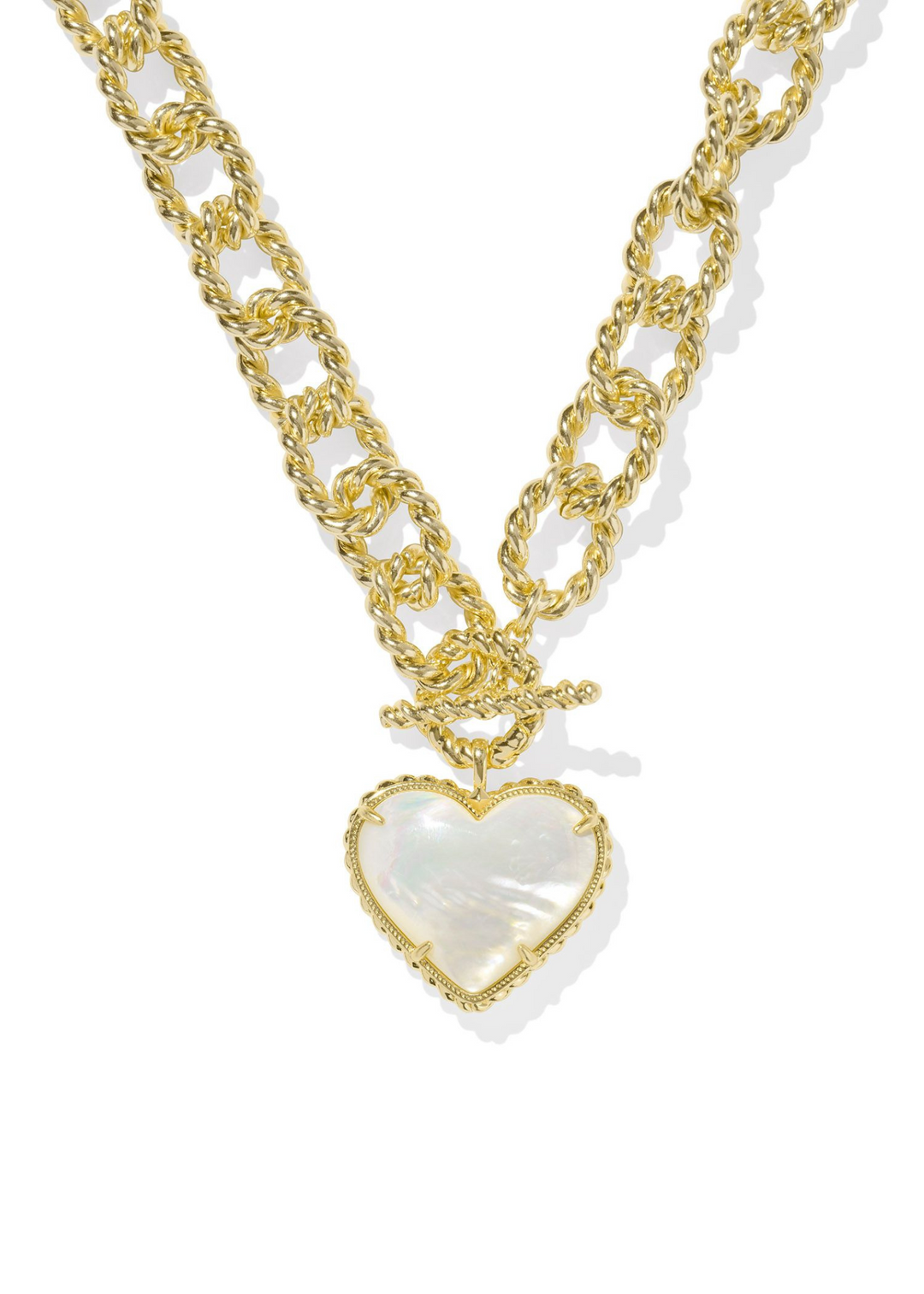 Kendra Scott Haisley Heart Statement Necklace in Gold/Ivory Mother of Pearl