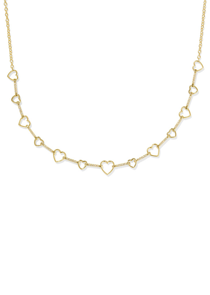 Kendra Scott Haisley Heart Strand Necklace in Gold/White Crystal