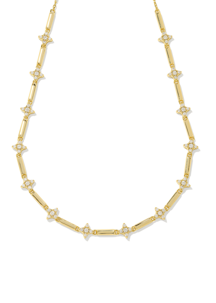 Kendra Scott Holland Strand Necklace in Gold/White Crystal