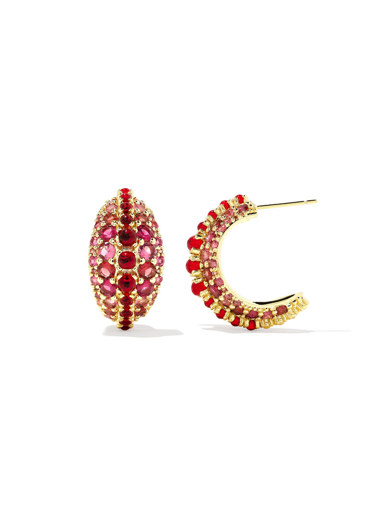 Kendra Scott Krista Hoop Earrings - Gold/Red Mix