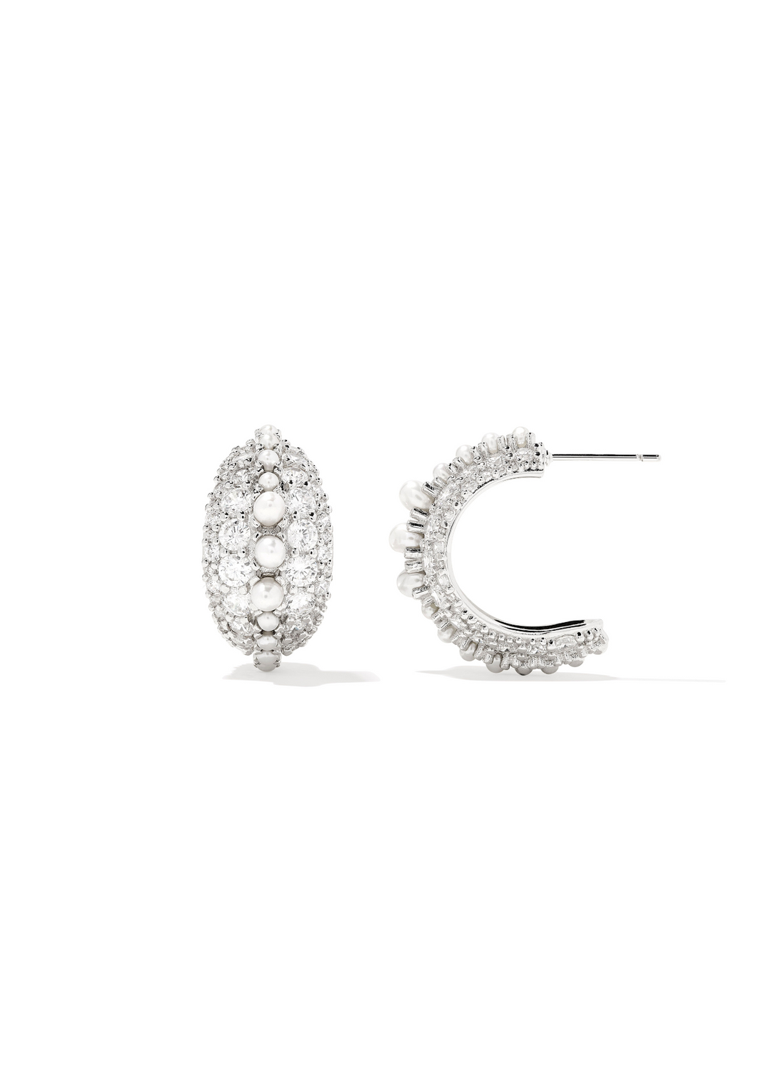 Kendra Scott Krista Hoop Earrings - Rhodium/White Mix