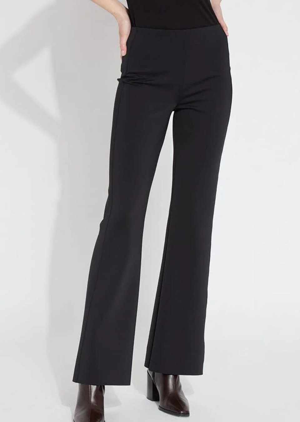 black fitted flair neoprene trouser