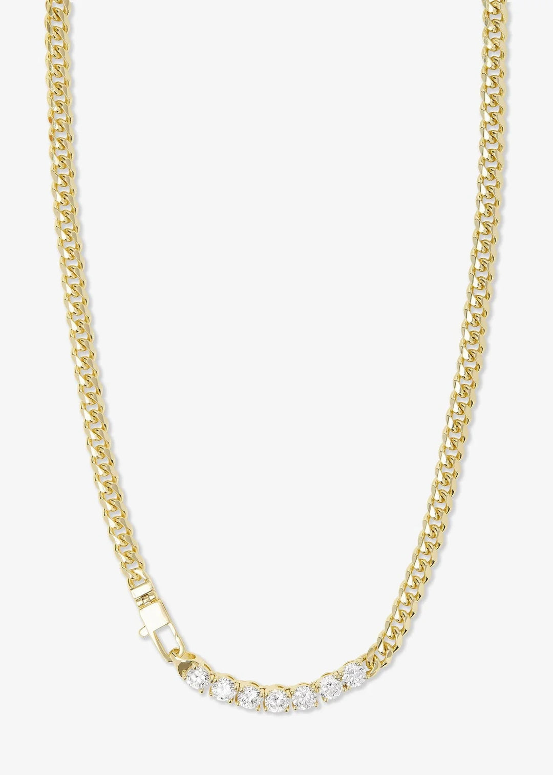 Melinda Maria gold women's cuban chain simulated diamond 18" necklace