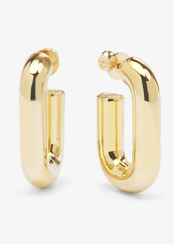 Gold chain link statement huggie earrings