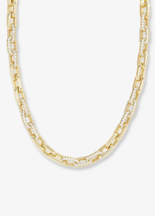 Melinda Maria gold chain link pave simulated diamond necklace