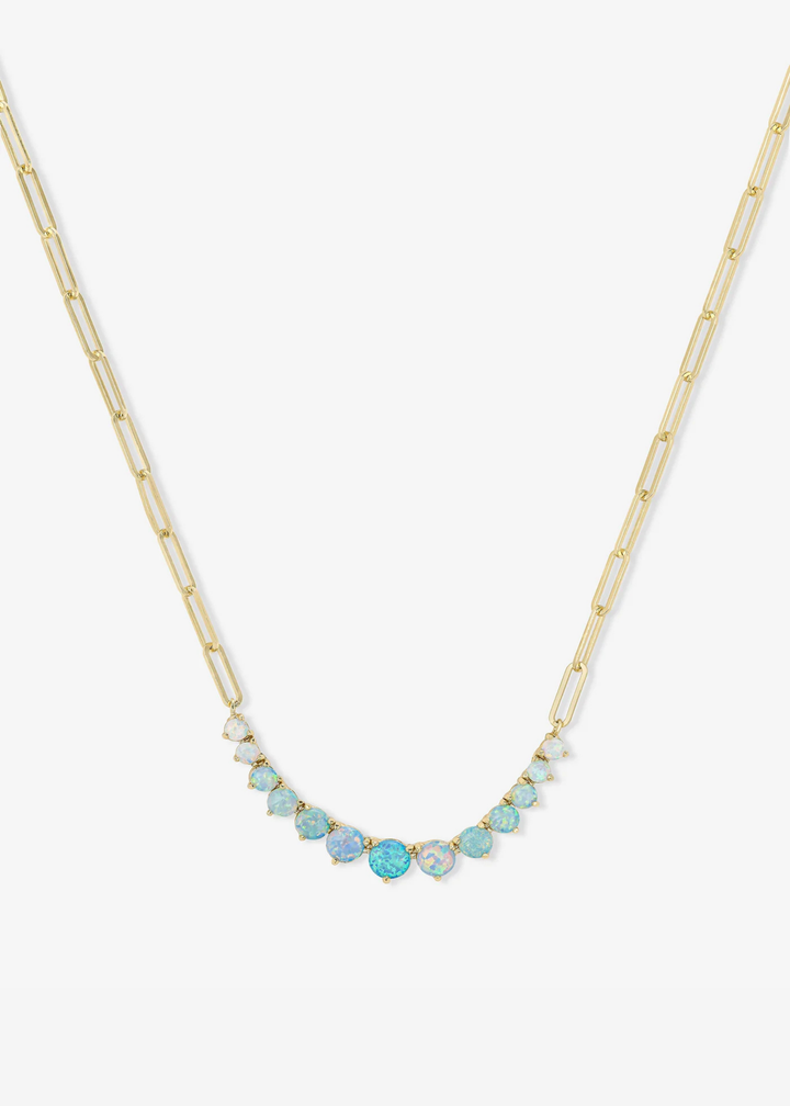 Melinda Maria Not Your Basic Graduated Ombre Samantha Tennis Necklace - Gold/Blue Opal