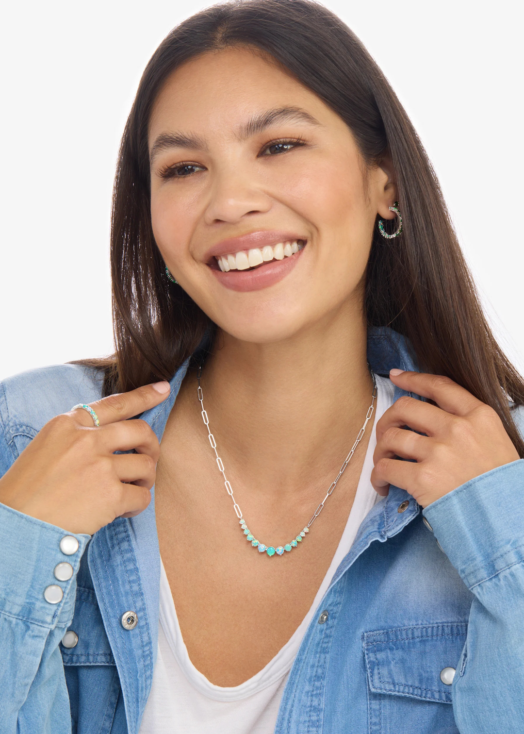 Melinda Maria Not Your Basic Graduated Ombre Samantha Tennis Necklace - Silver