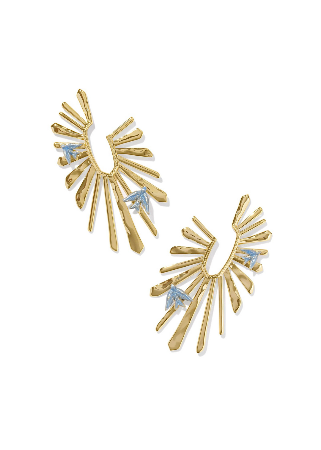 Kendra Scott Melody Bird Hoop Earrings in Gold/Blue Enamel