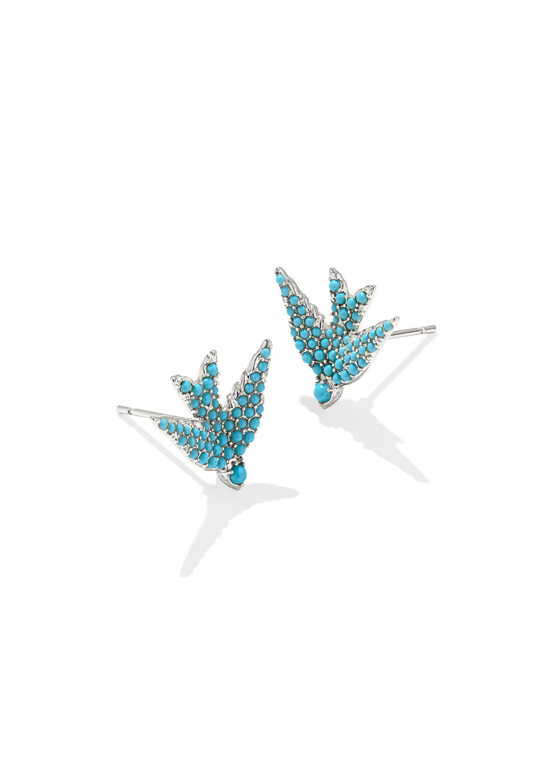 Kendra Scott Melody Bird Stud Earrings in Rhodium/Teal Crystal