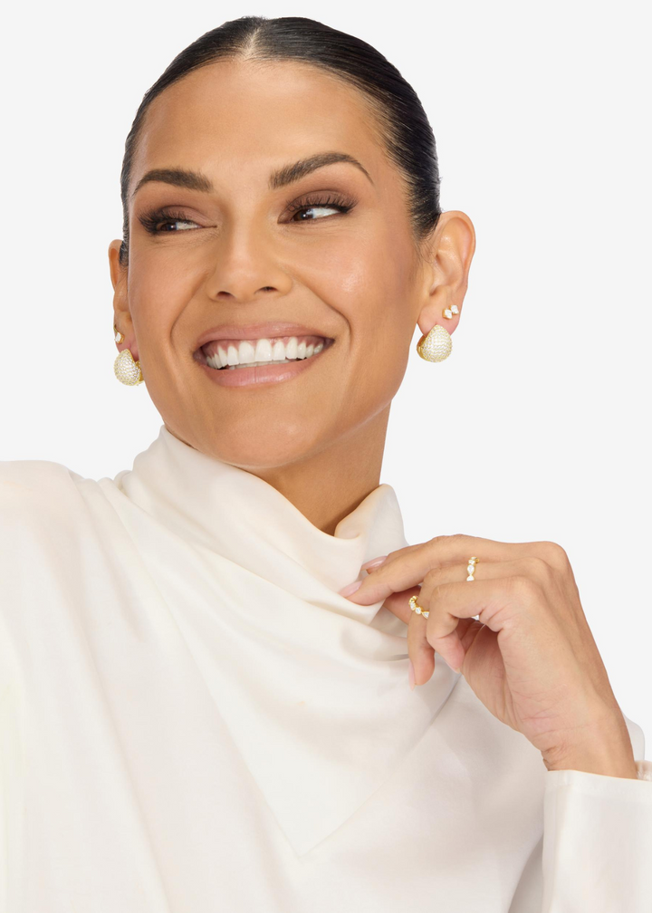 Melinda Maria Norah Pave Earrings - Gold