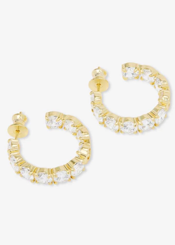 Melinda Maria Oh She Fancy 1" Hoops - Gold/White Crystal