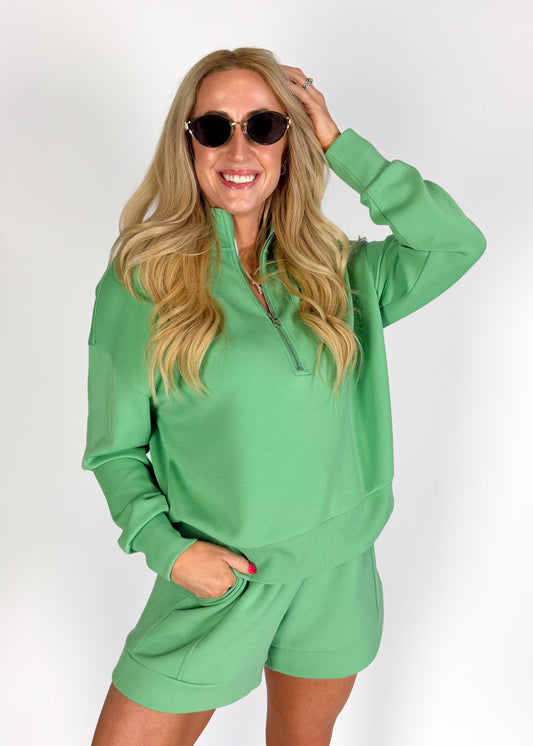 Varley Mavis Mock Neck Sweat - Green Spruce