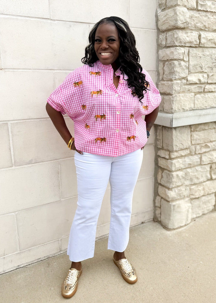 Sister Mary Gingham Donkey Top