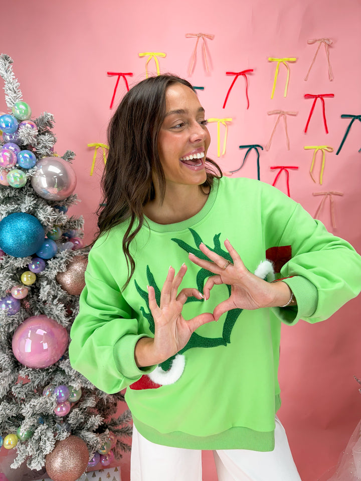 Queen of Sparkles Grinch Heart Sweatshirt