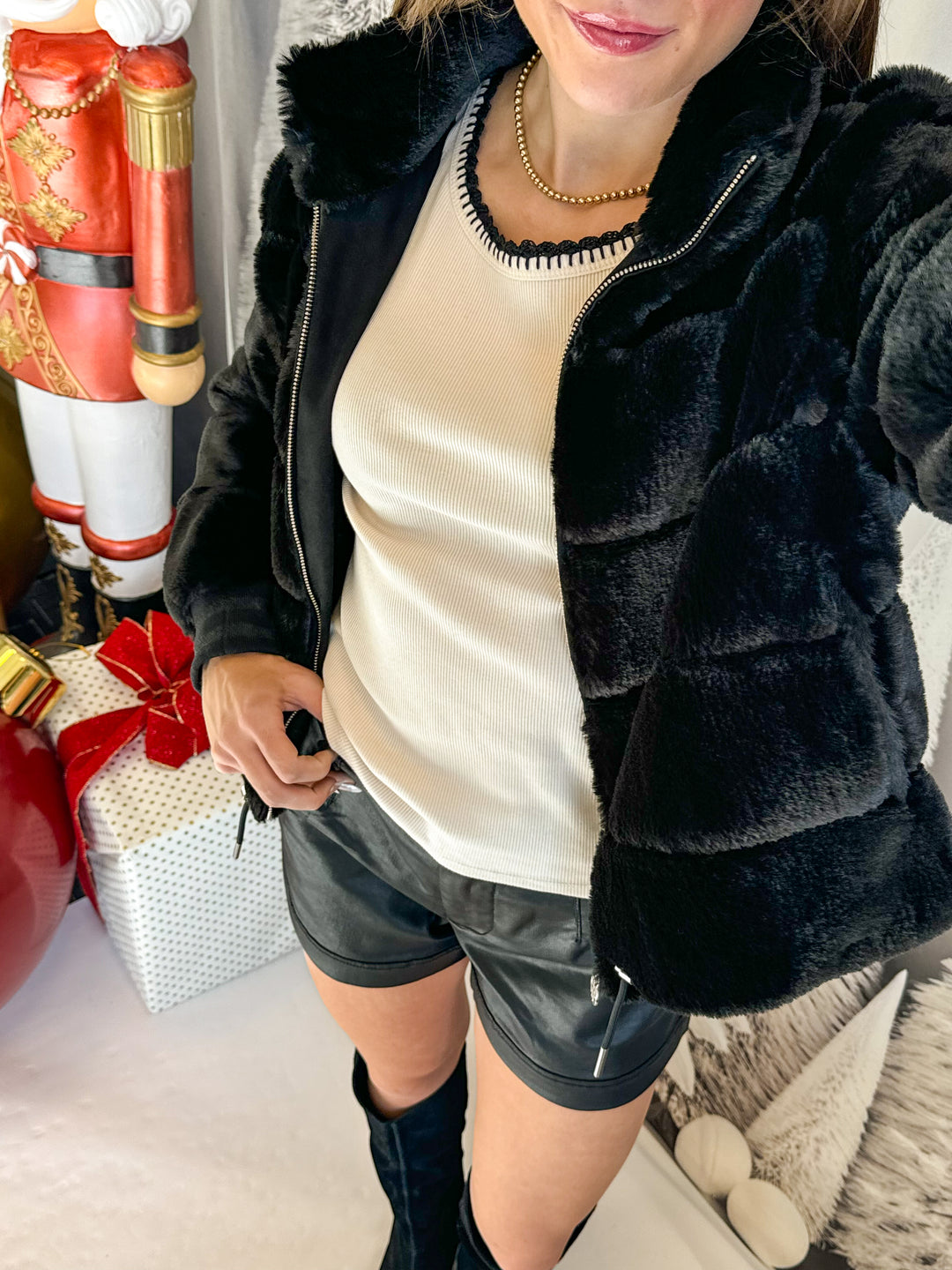 Casey Faux Fur Bomber Jacket