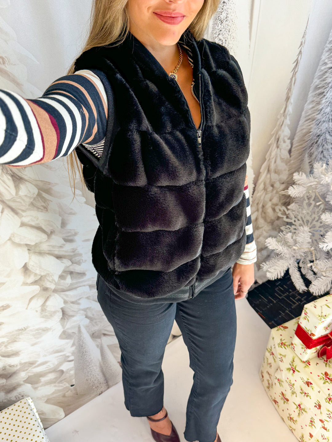 Collegiate Faux Fur Vest