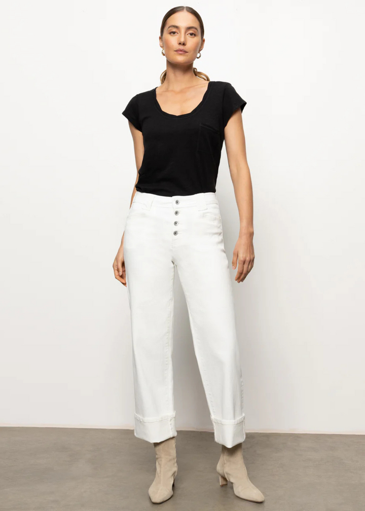 Sanctuary Clothing Luna Cuffed Denim Pant - Bleached White