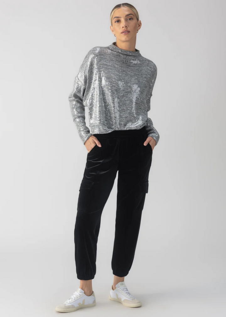 Sanctuary Clothing Sequin Funnel Neck Top