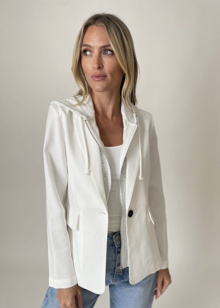 Six Fifty Drew Hooded Blazer in Dove White