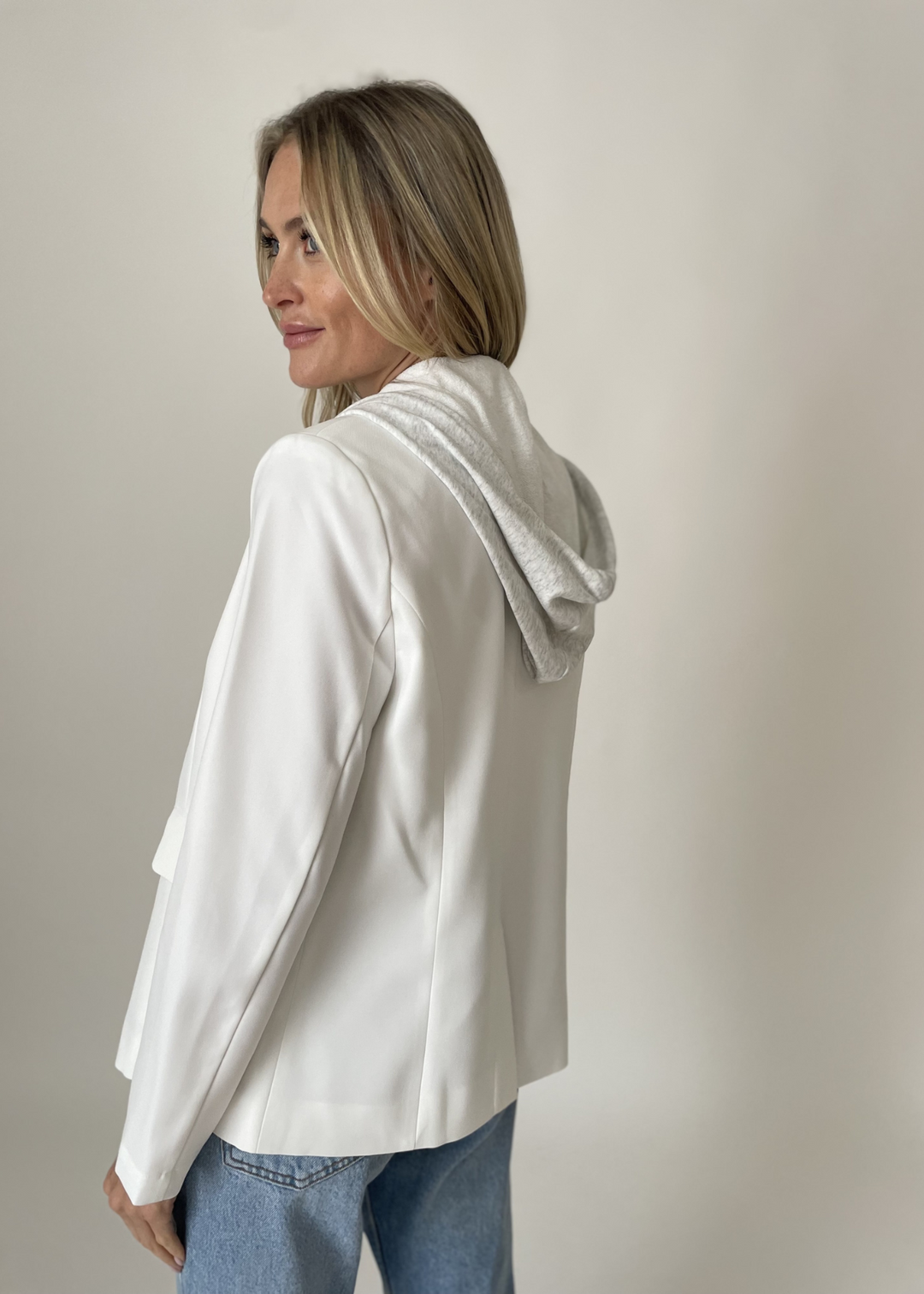 Six Fifty Drew Hooded Blazer - Dove White