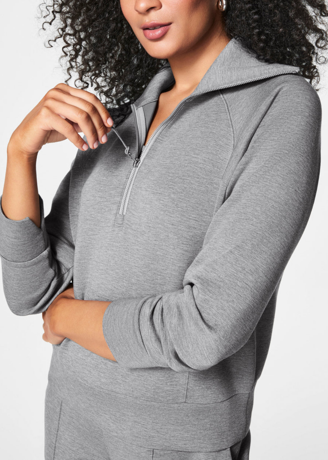 Spanx AirEssentials Half Zip - Medium Grey Heather