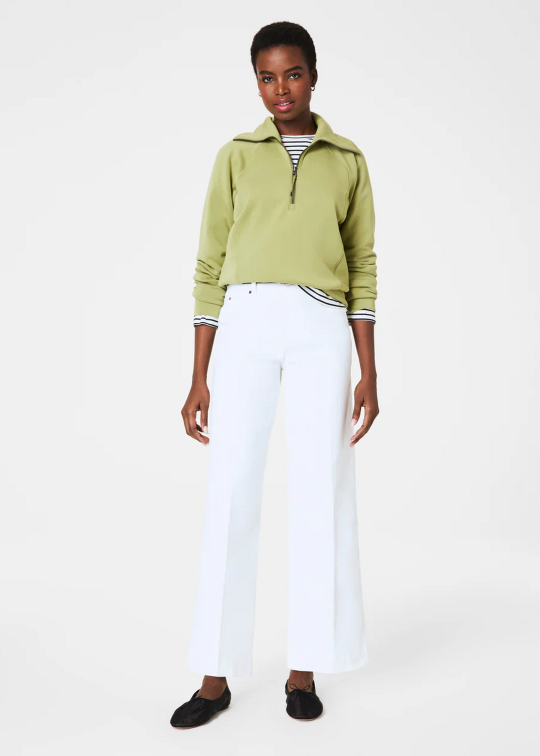 Spanx Pull-On Cropped Wide Leg Jeans in White