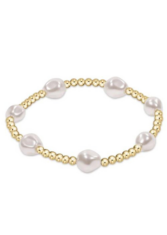 Admire Gold 3mm Bead Bracelet - Pearl (enewton extends)