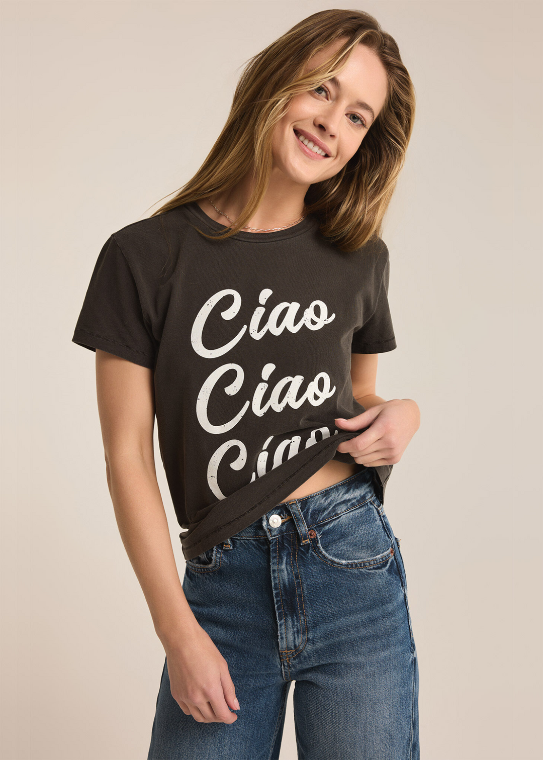 Z Supply Ciao Tourist Tee in Black Sand