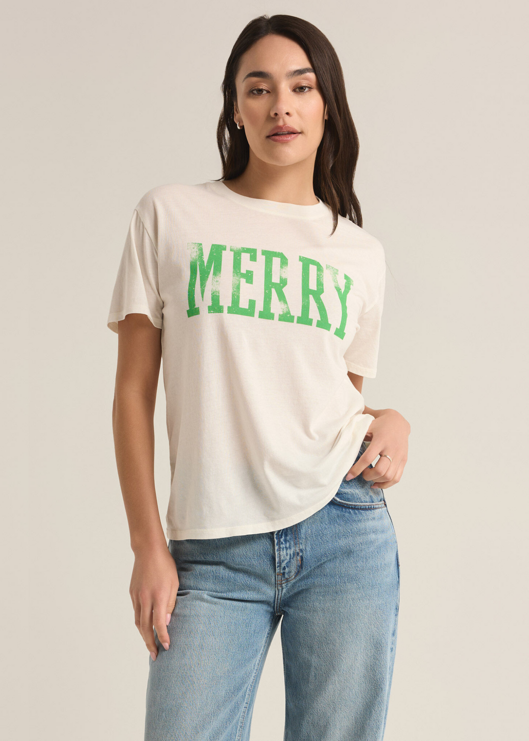 Z-Supply Merry Boyfriend Tee in Sea Salt