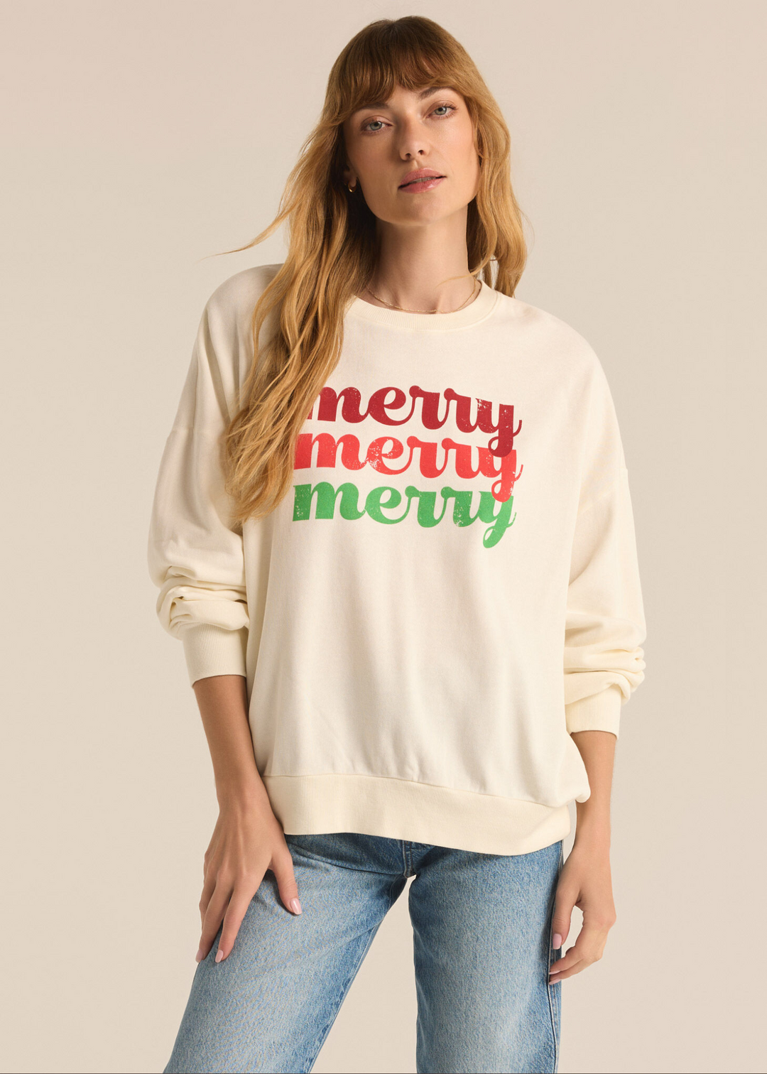 Z-Supply Merry Sunday Sweatshirt in Sea Salt