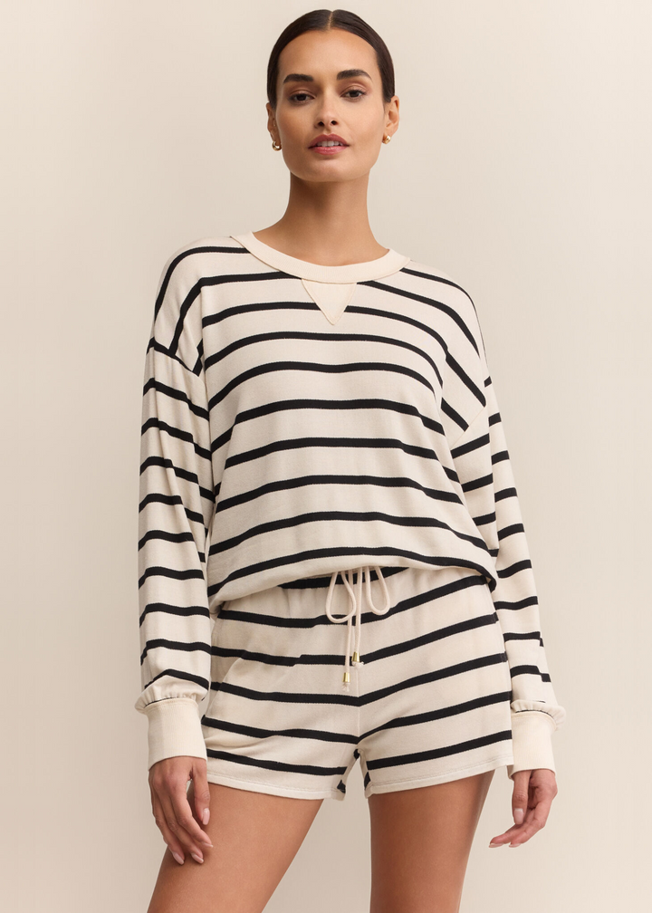 Z Supply Stand Out Striped Sweatshirt in Crystal