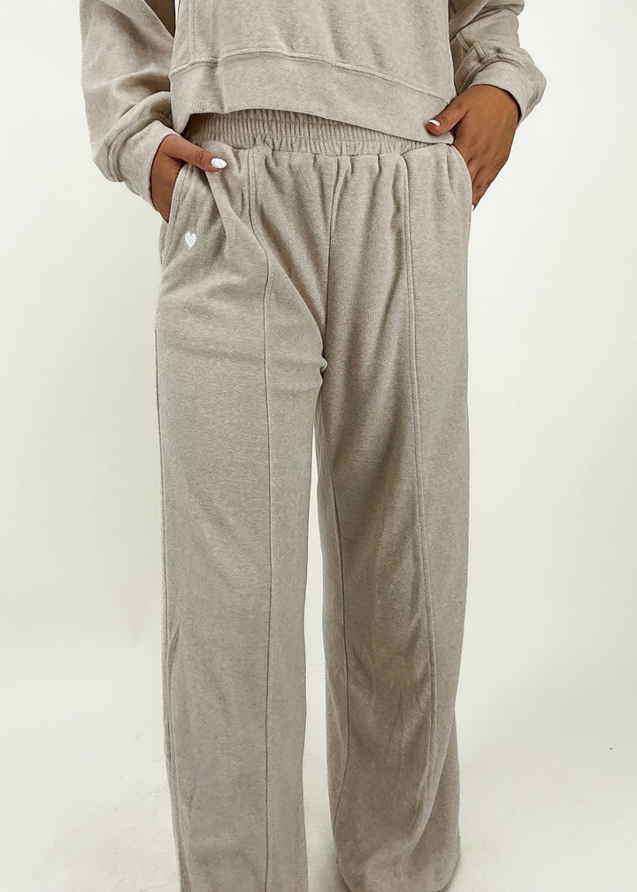 ash beige heather wide leg sweatpants