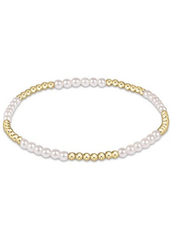 Classic Blissful Pattern 2.5mm Bead Bracelet - 3mm Pearl