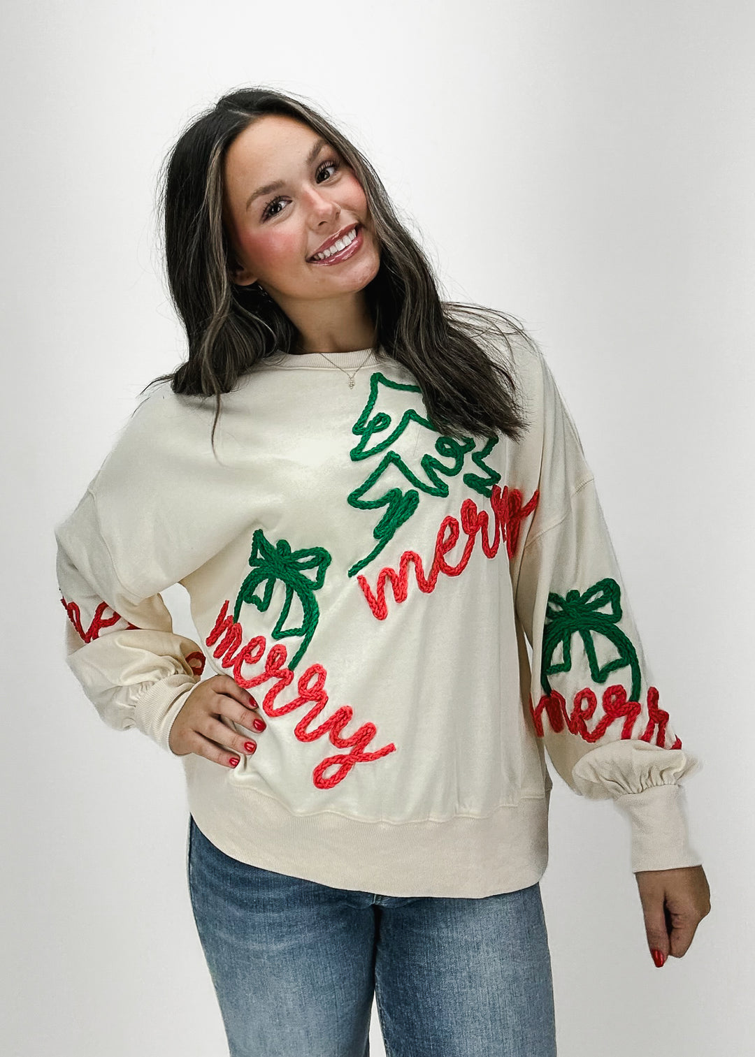 Merry Embroidered Sweatshirt