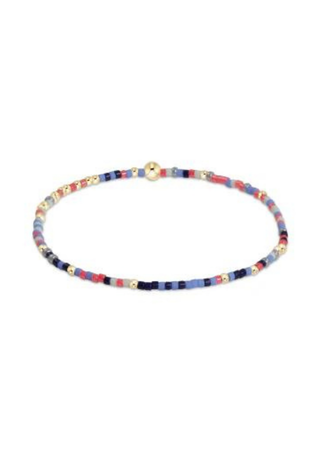 enewton Design Hope Unwritten Stretch Bracelet in Holy Crab, featuring a blend of blue, pink, and grey beads with gold accents