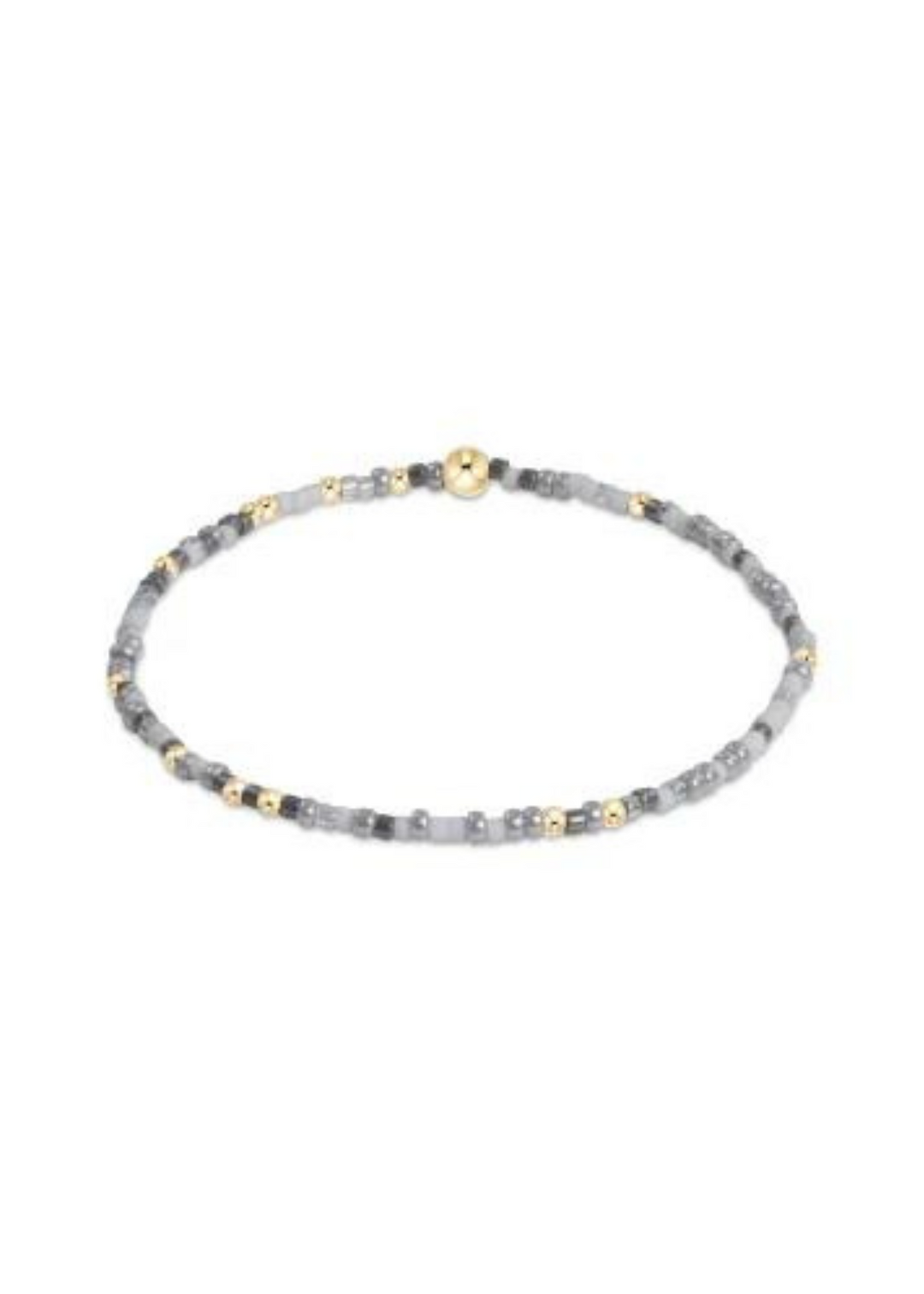 enewton Design Hope Unwritten Stretch Bracelet in Kickin' Ash, featuring a blend of grey beads with gold accents