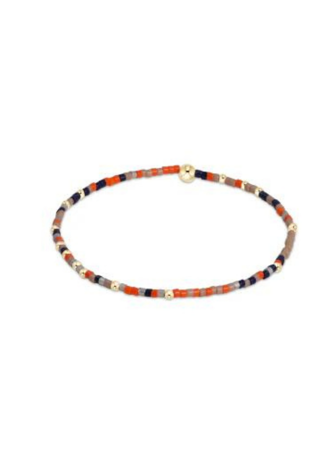 enewton Design Hope Unwritten Stretch Bracelet in Give 'Em Pumpkin to Talk About, featuring a blend of orange, navy, and brown beads with gold accents