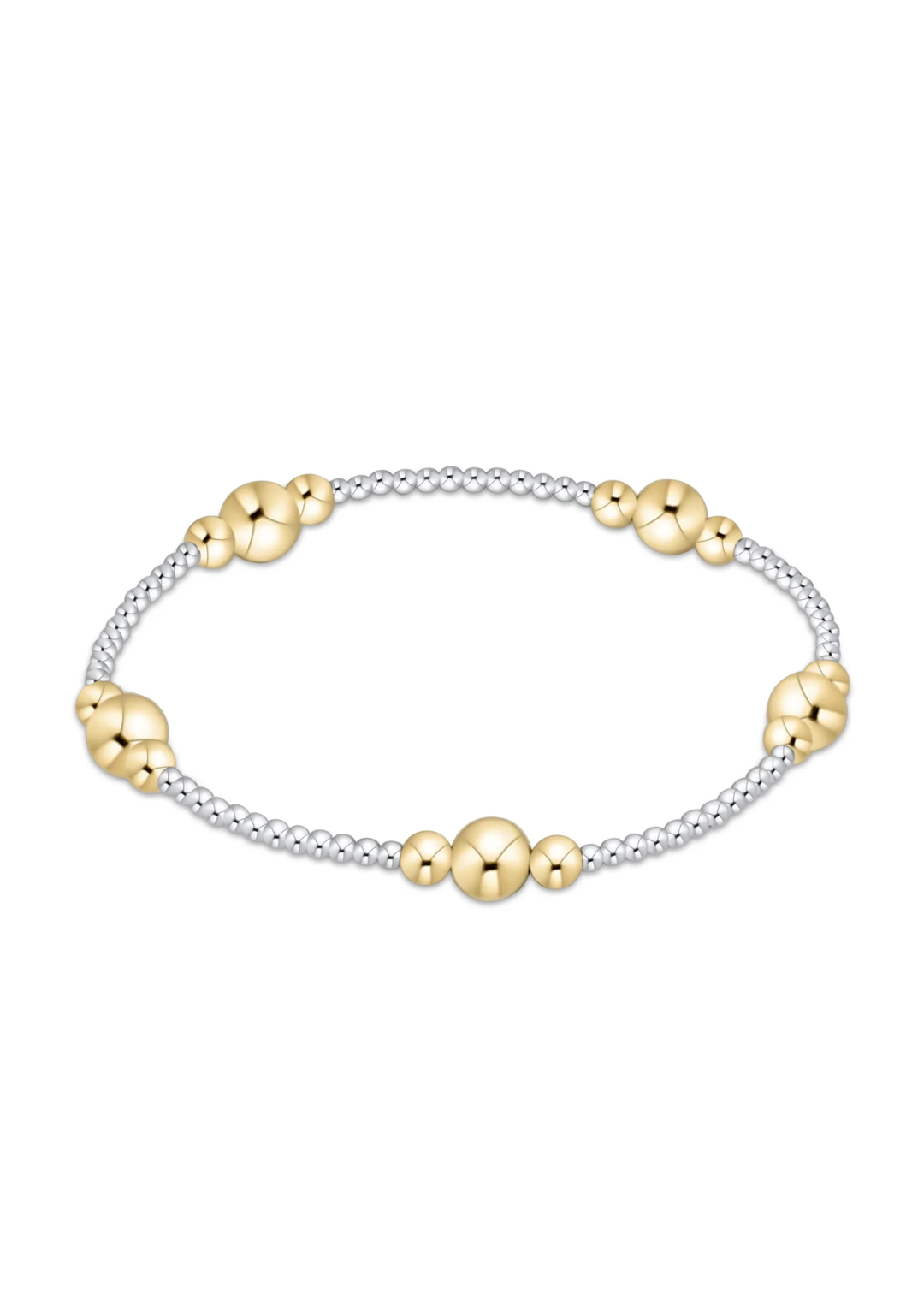Gold and silver beaded bracelet on a white background