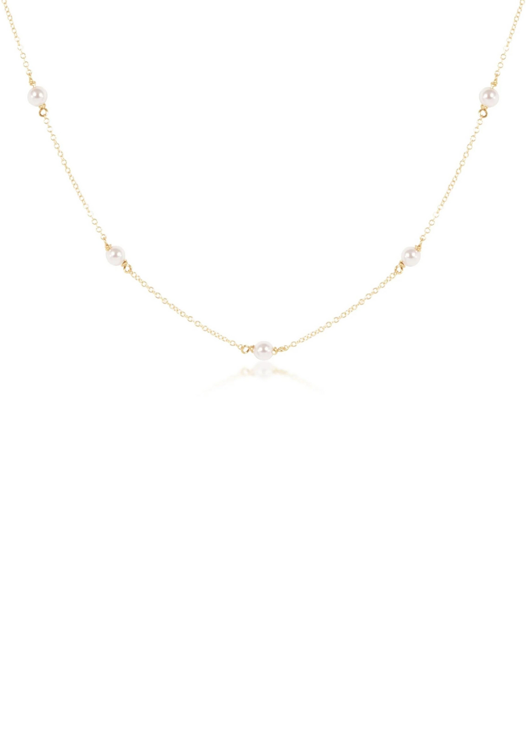 15" Choker Simplicity Chain Gold - 4mm Pearl