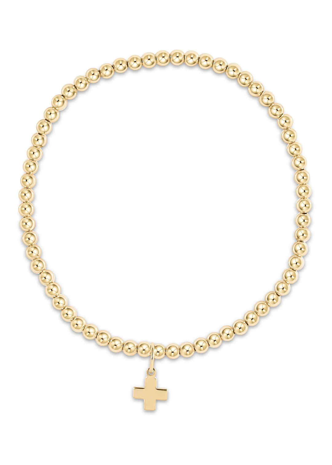 Classic Gold 3mm Bead Bracelet - Signature Cross Gold Charm