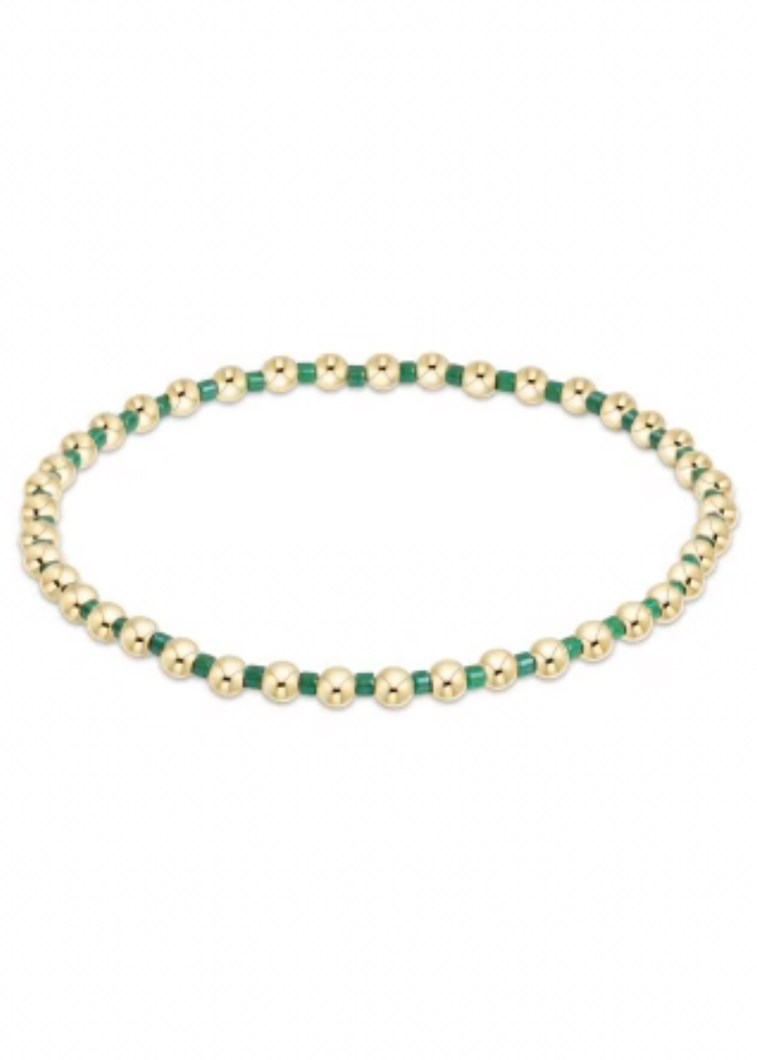 enewton Design Grateful Bracelet featuring gold beads and green accents, perfect as a stylish stretch bracelet for everyday wear