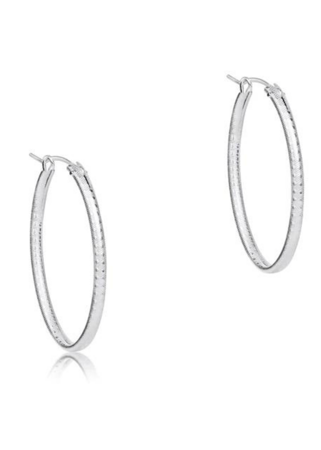 Oval Sterling 1" Hoop Earrings - Textured