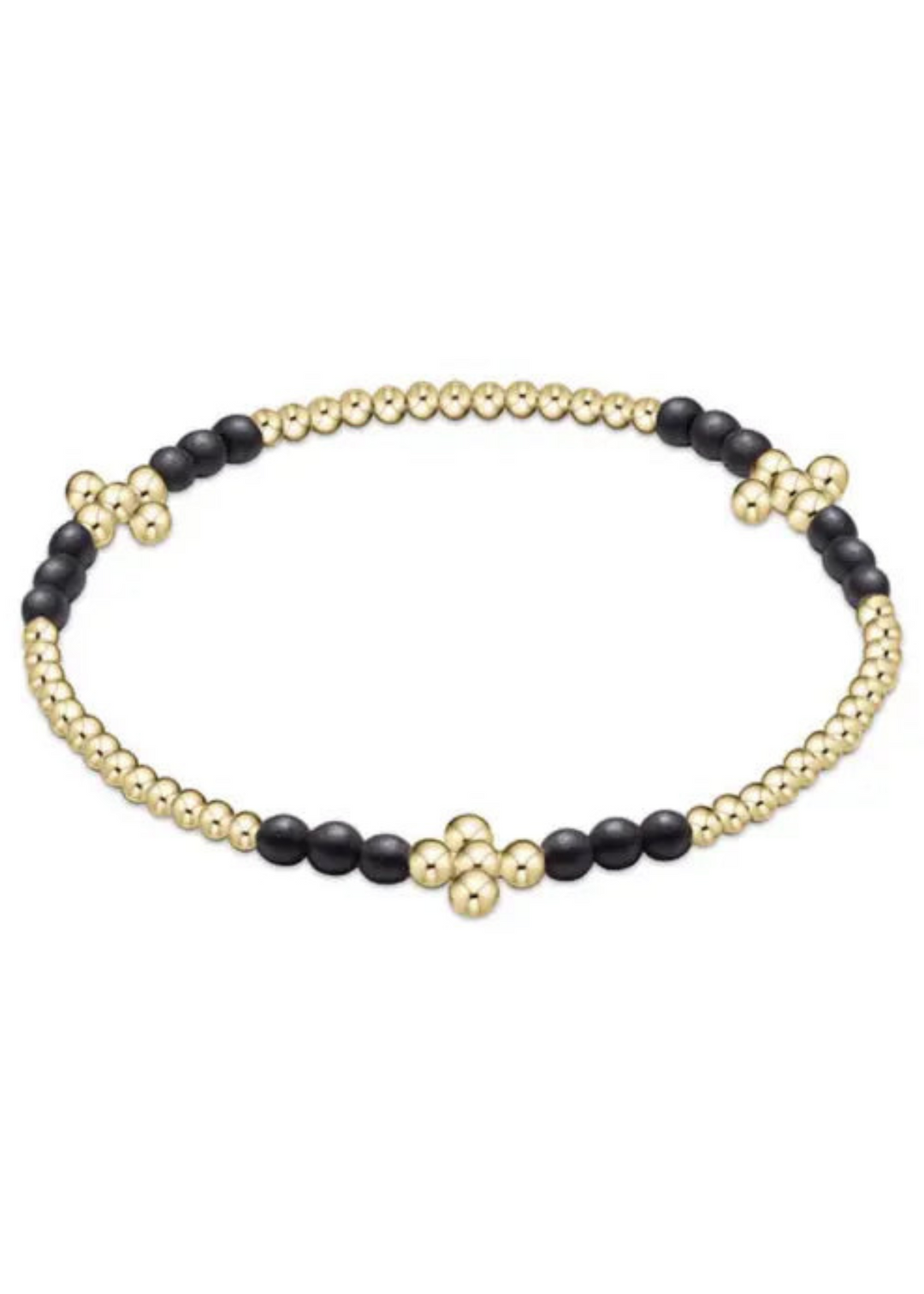 Signature Cross Gold Bliss Pattern 2.5mm Bead Bracelet - Hematite