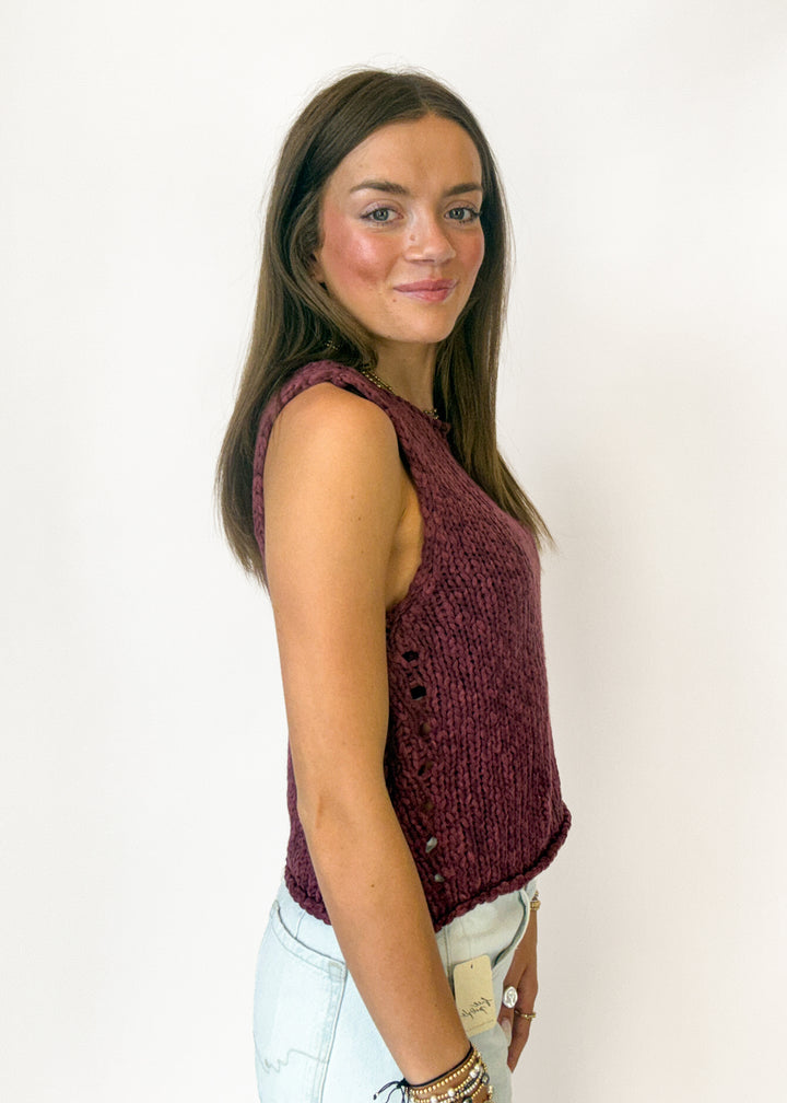 Free People Opal Knit Tank - Sangria
