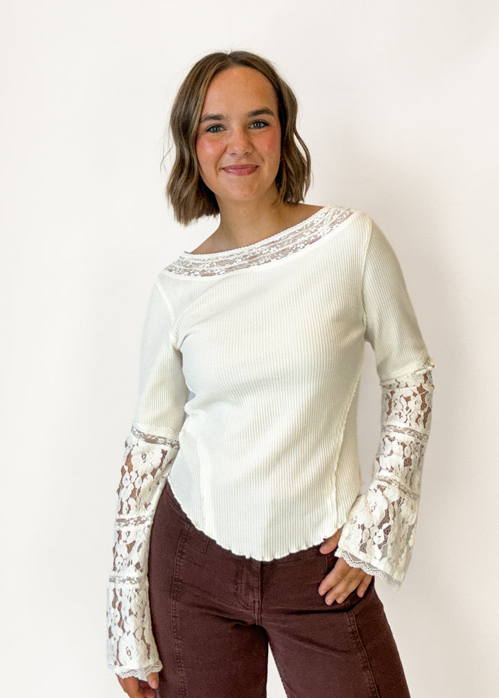 Free People Amber Lace Cuff Top
