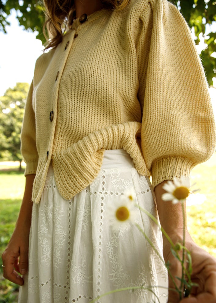 Rosie Button Down Sweater - Butter Yellow
